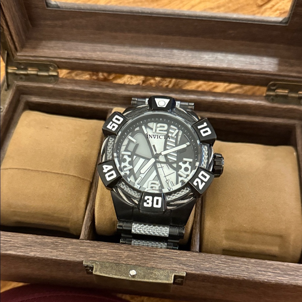 Invicta Black and Silver Men's Timepiece